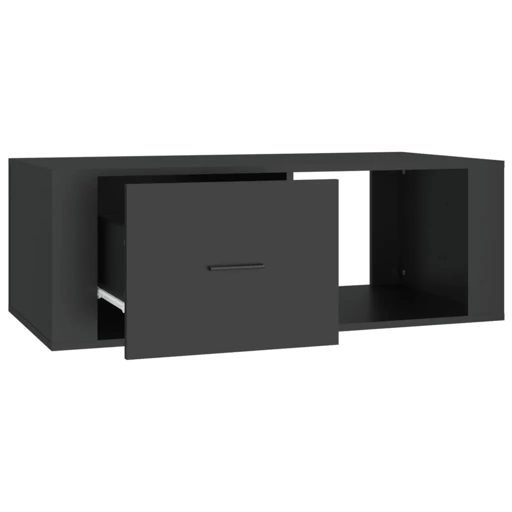 Black Coffee Table with Storage Drawer and Open Compartment