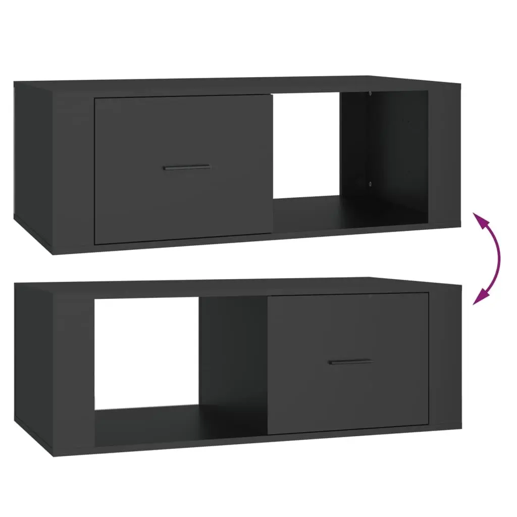 Black Coffee Table with Storage Drawer and Open Compartment