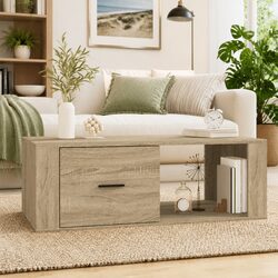 Warm Brown Coffee Table with Storage Drawer