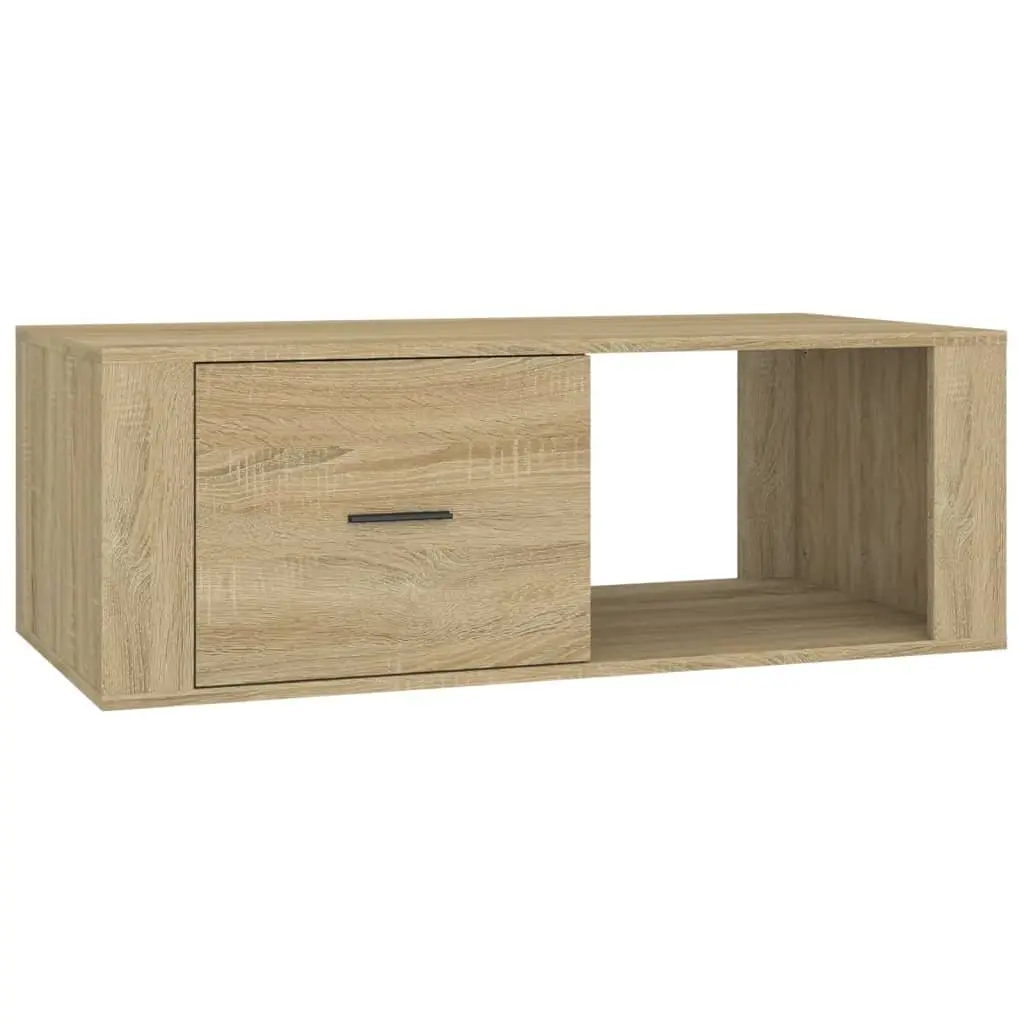 Coffee Table with Storage Drawer Open Compartment Brown Engineered Wood