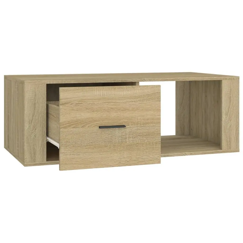 Coffee Table with Storage Drawer Open Compartment Brown Engineered Wood