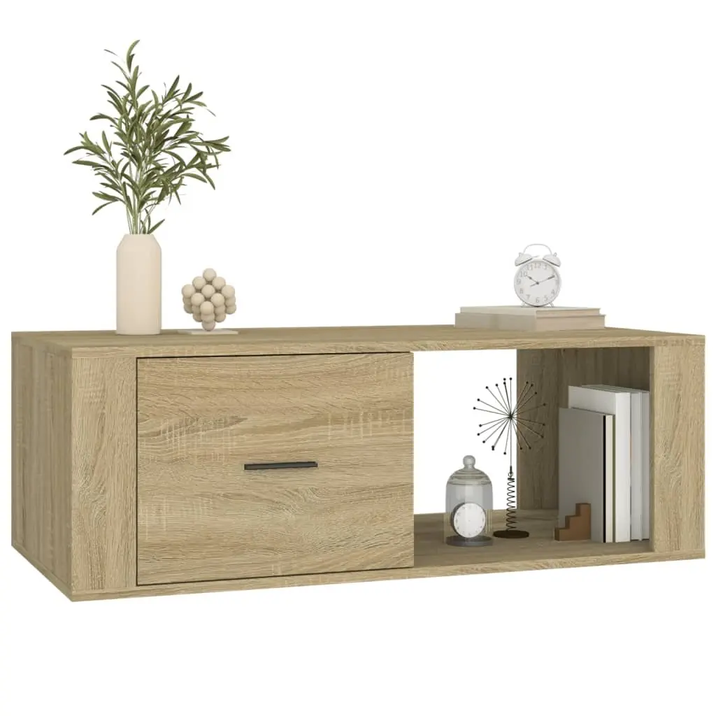 Coffee Table with Storage Drawer Open Compartment Brown Engineered Wood