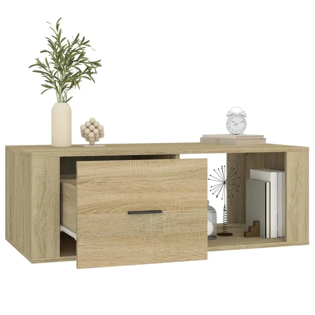Coffee Table with Storage Drawer Open Compartment Brown Engineered Wood