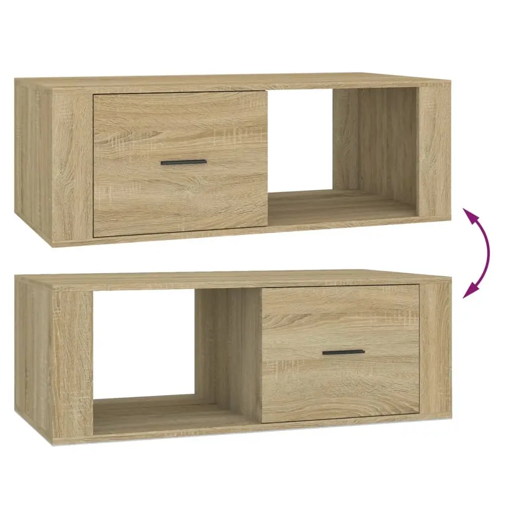 Coffee Table with Storage Drawer Open Compartment Brown Engineered Wood