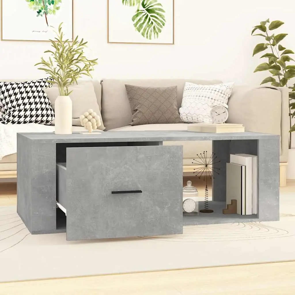 Grey Coffee Table with Storage Drawer 100x50.5x35cm
