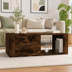 Brown Coffee Table with Storage Drawer and Open Compartment