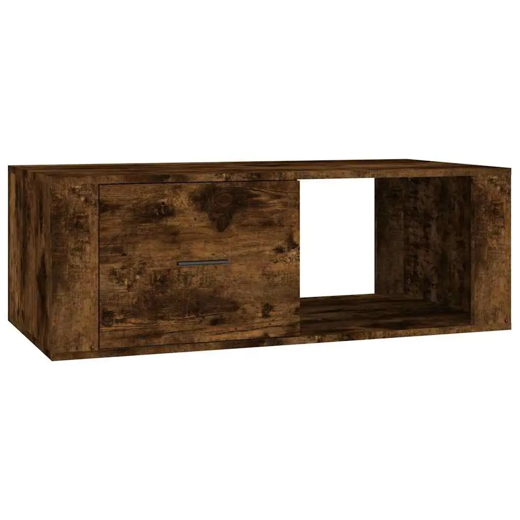 Coffee Table Brown Engineered Wood 100 x 50.5 x 35 cm with Storage Drawer and Open Compartment