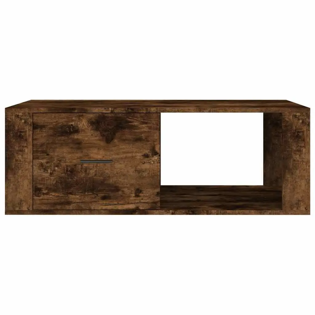Coffee Table Brown Engineered Wood 100 x 50.5 x 35 cm with Storage Drawer and Open Compartment