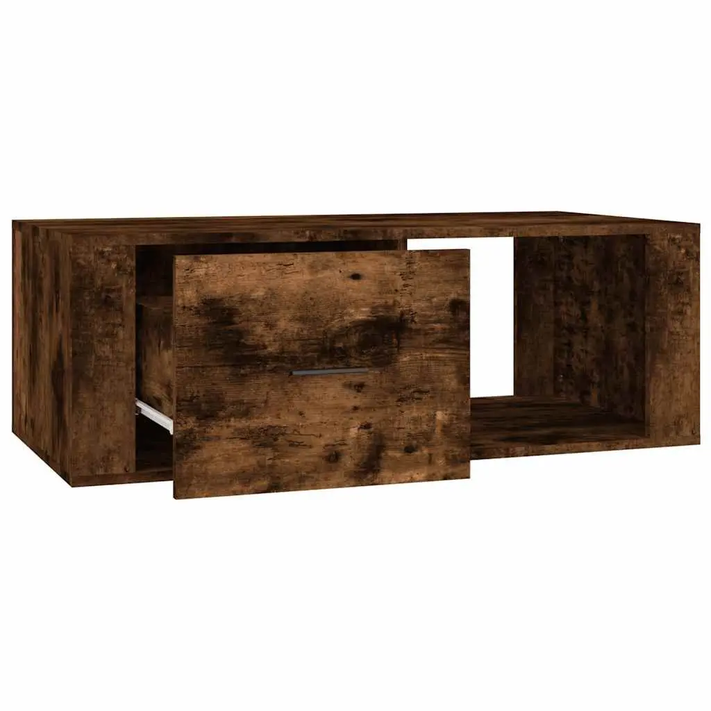 Coffee Table Brown Engineered Wood 100 x 50.5 x 35 cm with Storage Drawer and Open Compartment