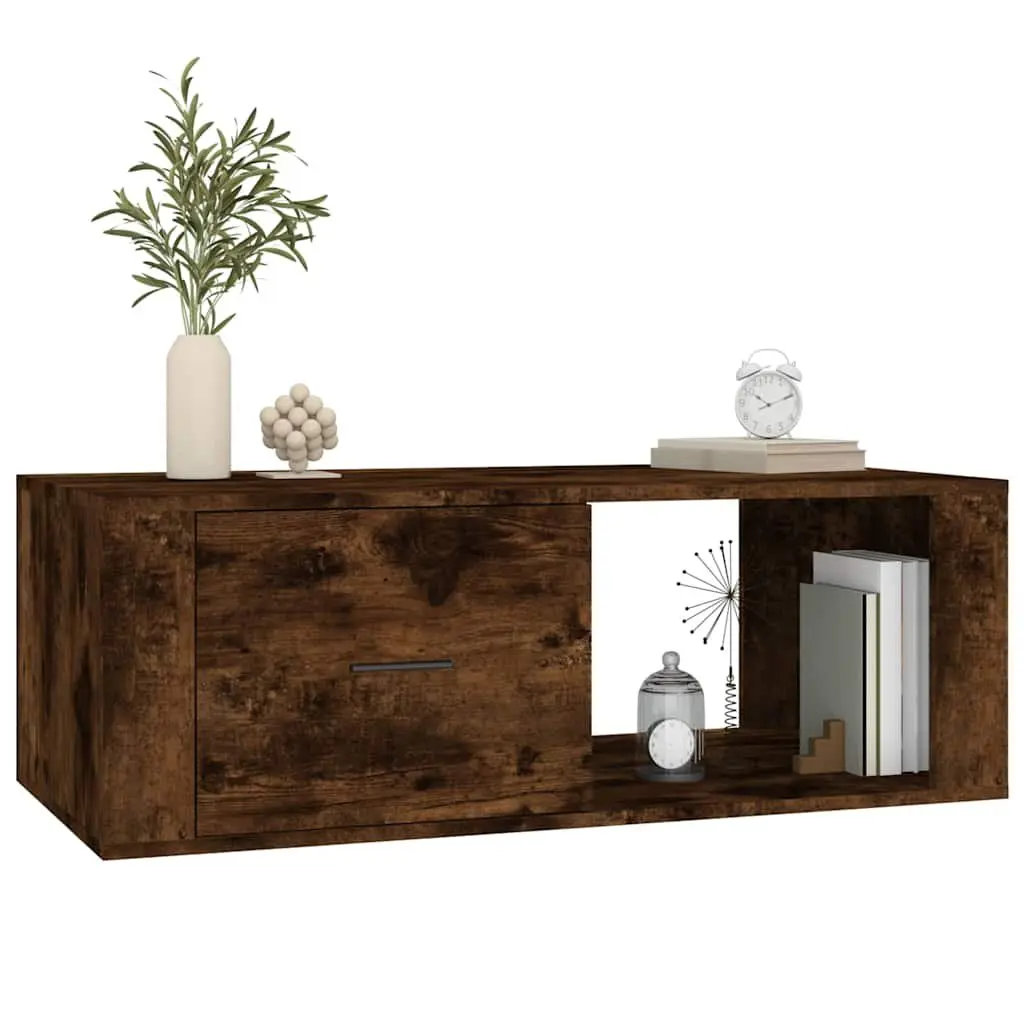 Coffee Table Brown Engineered Wood 100 x 50.5 x 35 cm with Storage Drawer and Open Compartment