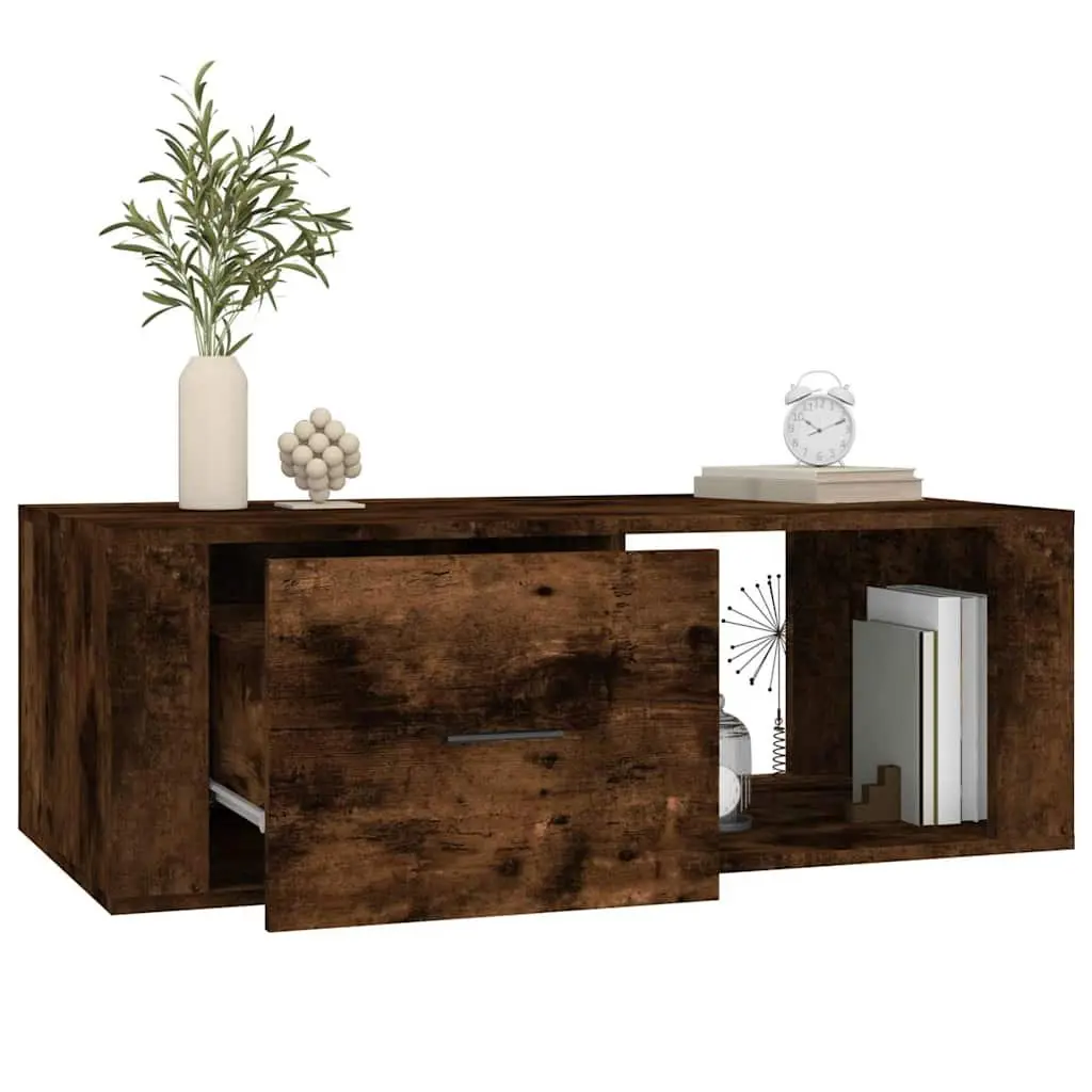 Coffee Table Brown Engineered Wood 100 x 50.5 x 35 cm with Storage Drawer and Open Compartment
