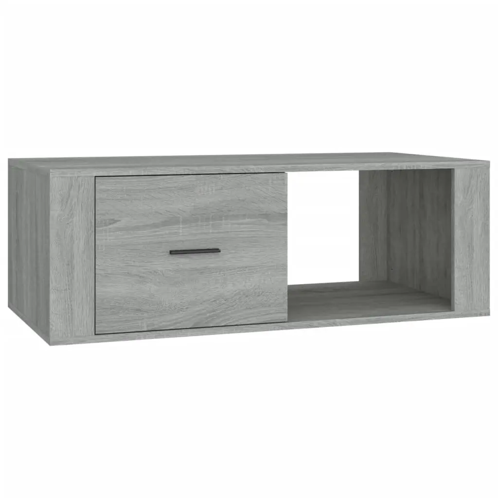 Coffee Table Grey Engineered Wood 100cm Living Room Accent Table Drawer Storage