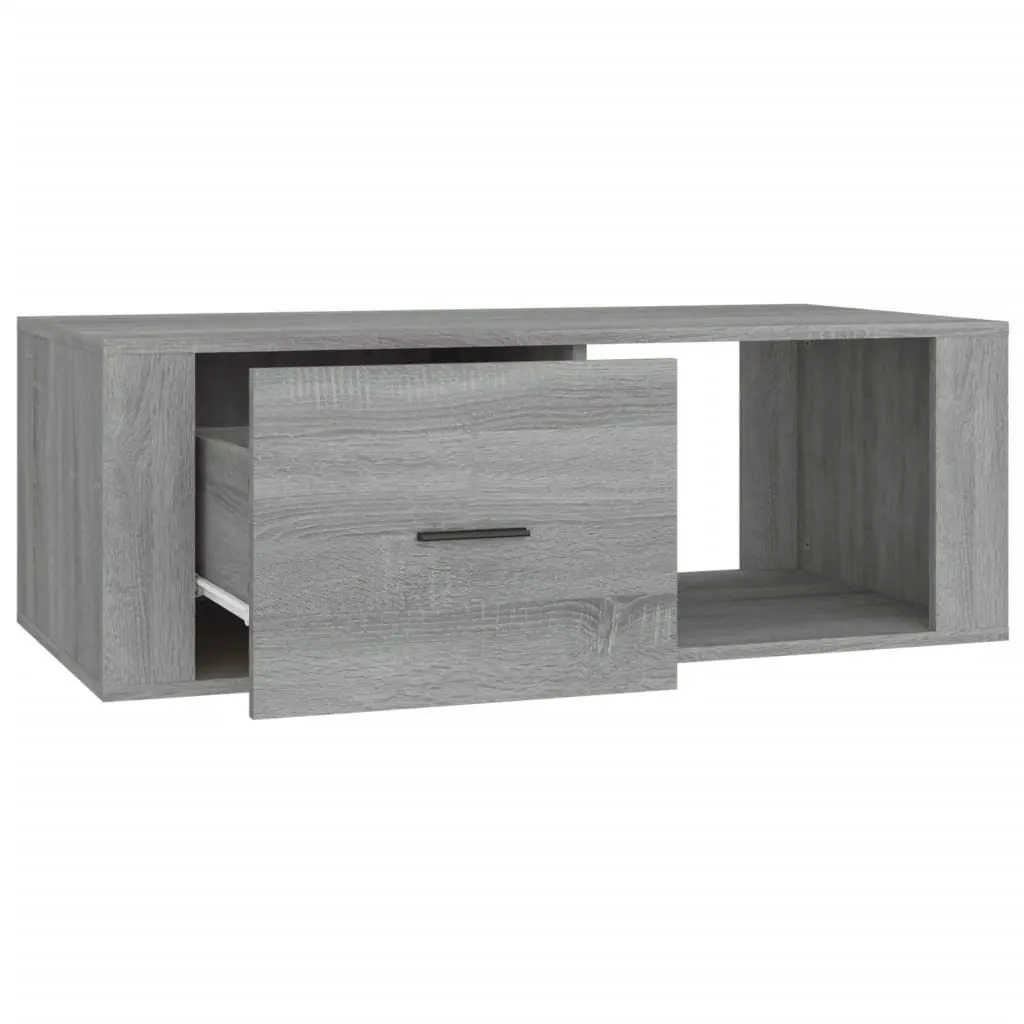 Coffee Table Grey Engineered Wood 100cm Living Room Accent Table Drawer Storage