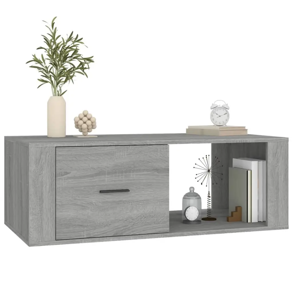 Coffee Table Grey Engineered Wood 100cm Living Room Accent Table Drawer Storage
