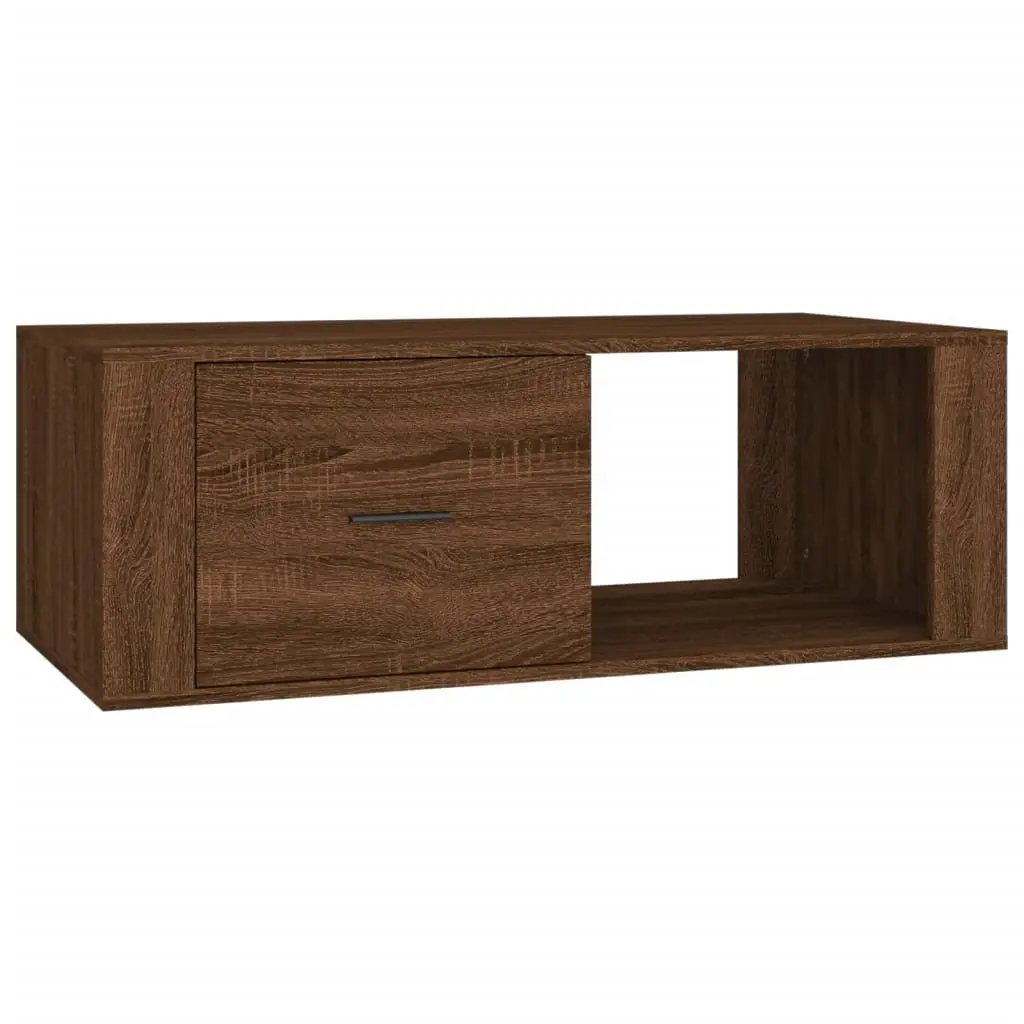 Brown Oak Engineered Wood Coffee Table for Living Rooms