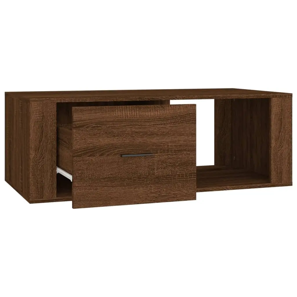 Brown Oak Engineered Wood Coffee Table for Living Rooms