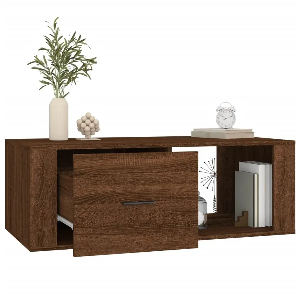 Brown Oak Engineered Wood Coffee Table for Living Rooms