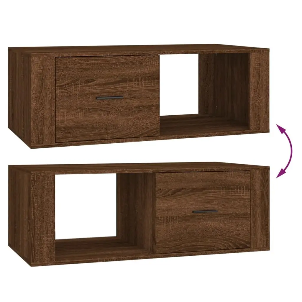 Brown Oak Engineered Wood Coffee Table for Living Rooms