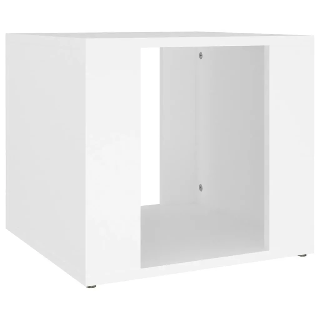 White Engineered Wood Nightstand Compact Bedroom Storage Side Cabinet 41x40x36cm