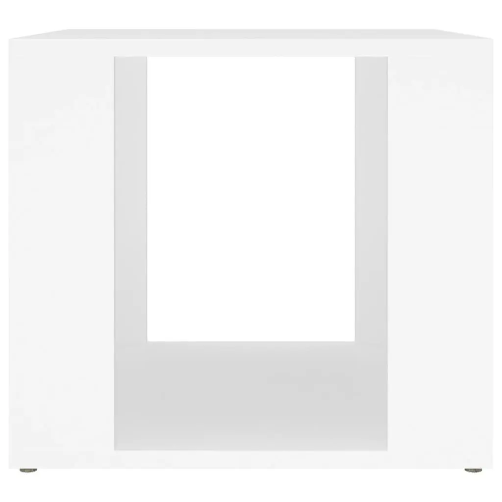 White Engineered Wood Nightstand Compact Bedroom Storage Side Cabinet 41x40x36cm
