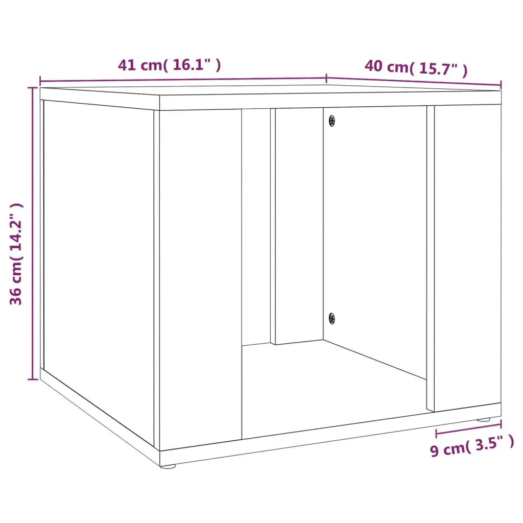 White Engineered Wood Nightstand Compact Bedroom Storage Side Cabinet 41x40x36cm