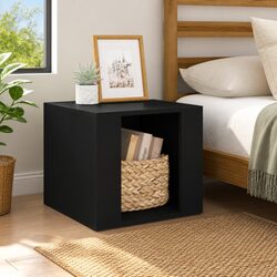 Elegant Black Bedside Table with Storage 41x40x36 cm