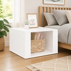 Elegant White Bedside Table with Ample Storage