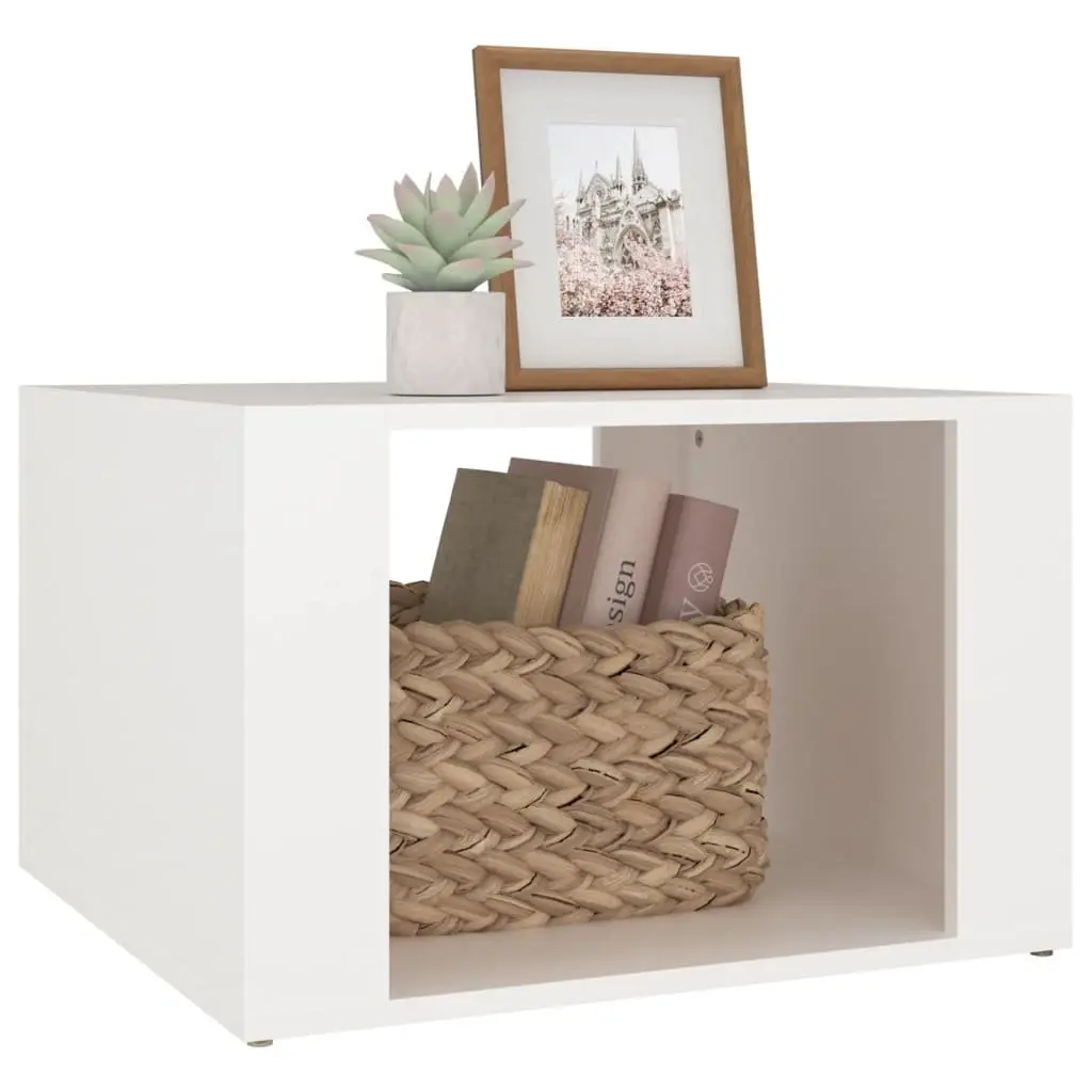 Bedside Table White Engineered Wood Storage Nightstand 57 x 55 x 36 cm