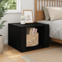 Elegant Black Engineered Wood Bedside Table