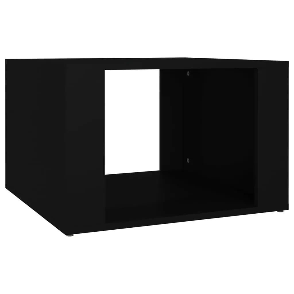 Bedside Table Black Engineered Wood Nightstand 57x55x36cm