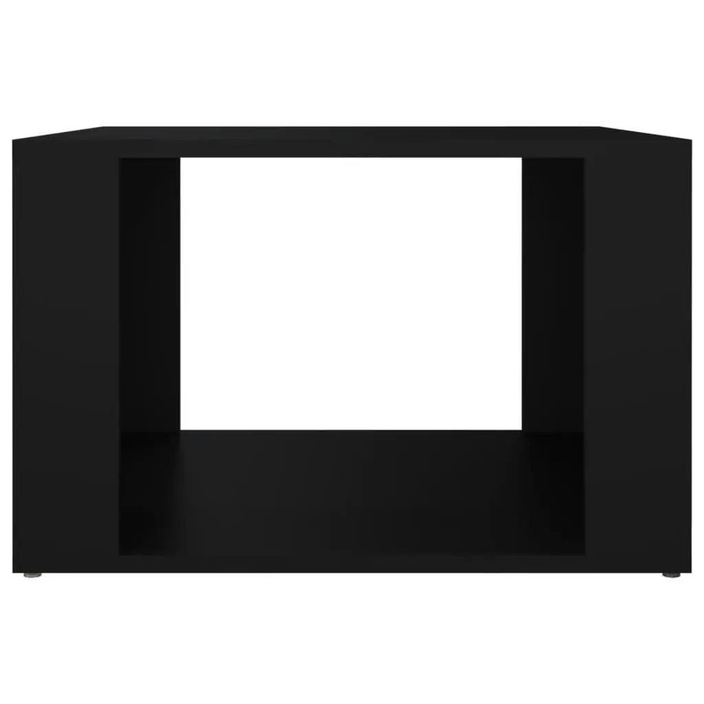 Bedside Table Black Engineered Wood Nightstand 57x55x36cm