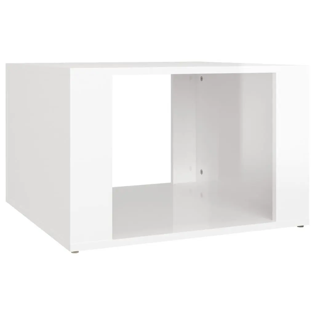 Bedside Table White High Gloss Storage Engineered Wood
