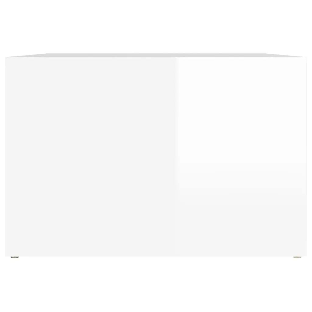 Bedside Table White High Gloss Storage Engineered Wood