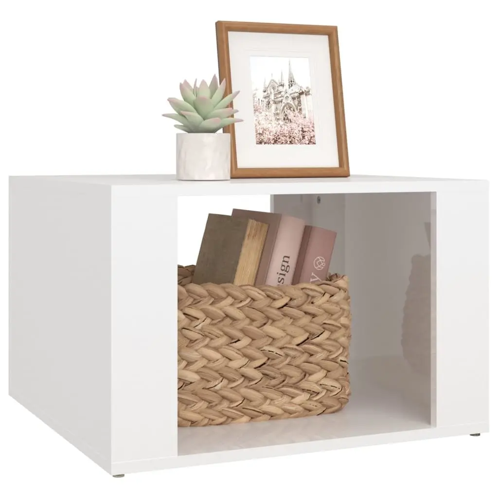 Bedside Table White High Gloss Storage Engineered Wood