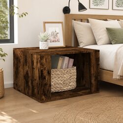 Brown Engineered Wood Bedside Table with Storage