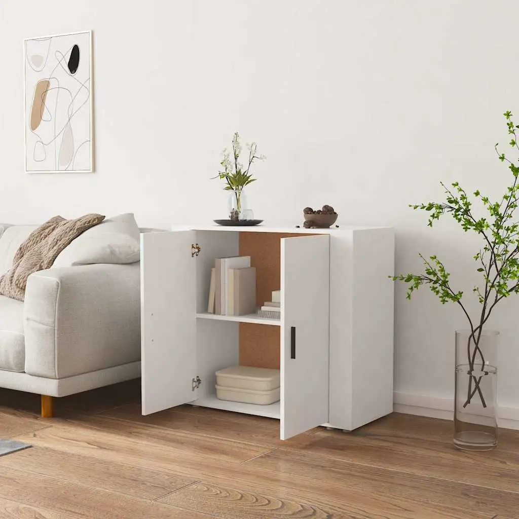 Sideboard White 80x33x70 cm Engineered Wood Storage Cabinet Cupboard Doors