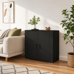 Black Engineered Wood Sideboard 80x33x70 cm