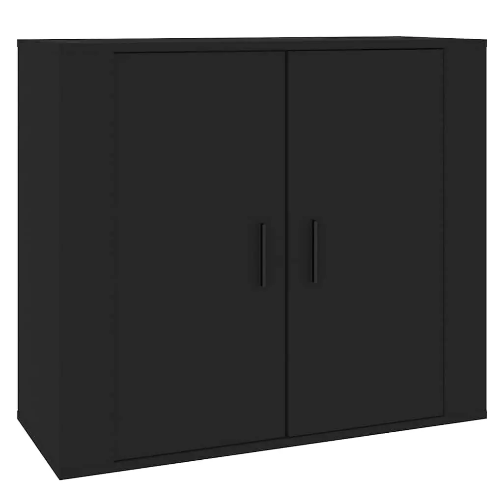 Black Engineered Wood Sideboard 80x33x70 cm