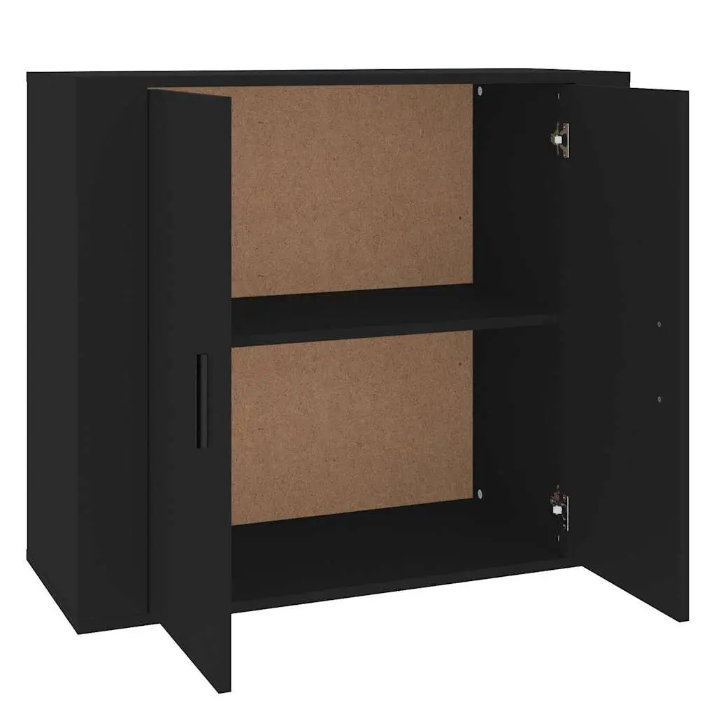 Black Engineered Wood Sideboard 80x33x70 cm