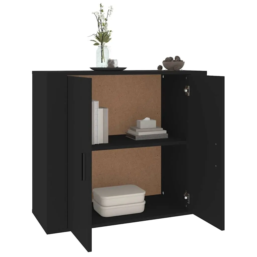 Black Engineered Wood Sideboard 80x33x70 cm