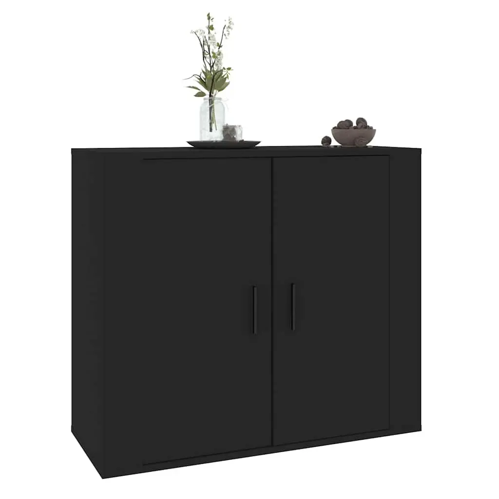 Black Engineered Wood Sideboard 80x33x70 cm