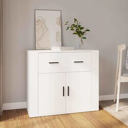Sideboard White 80x33x70 cm Storage Cabinet with Doors Drawers Compartments