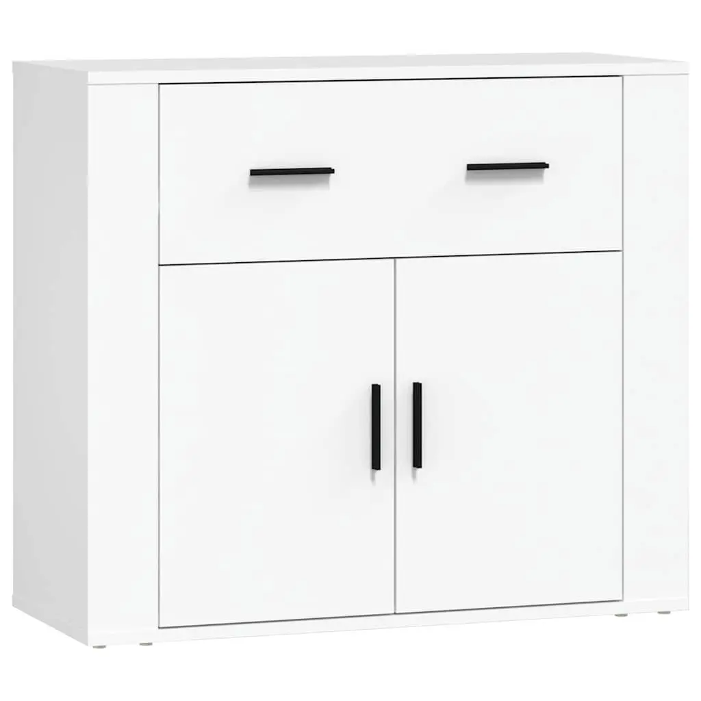 Sideboard White 80x33x70 cm Engineered Wood Storage Cabinet with Doors Drawers Compartments