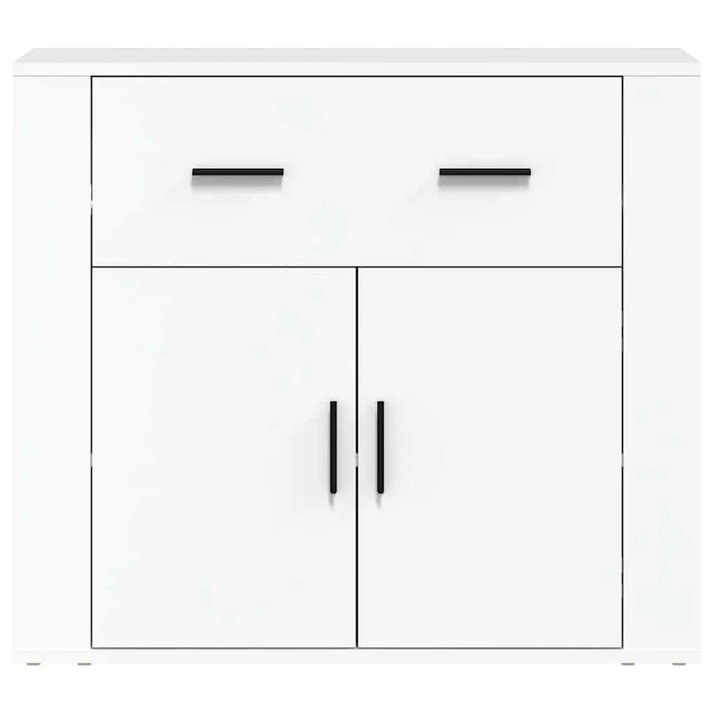 Sideboard White 80x33x70 cm Engineered Wood Storage Cabinet with Doors Drawers Compartments