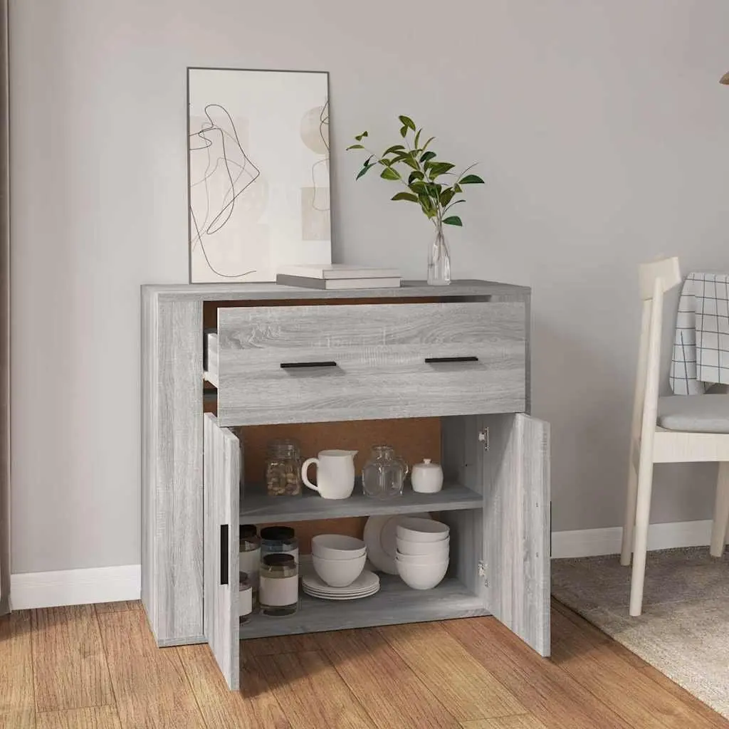Grey Sideboard Storage Cabinet with Compartments