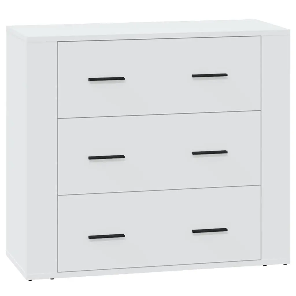 White Sideboard Cabinet Engineered Wood 80x33x70cm Storage Buffet 3 Drawers