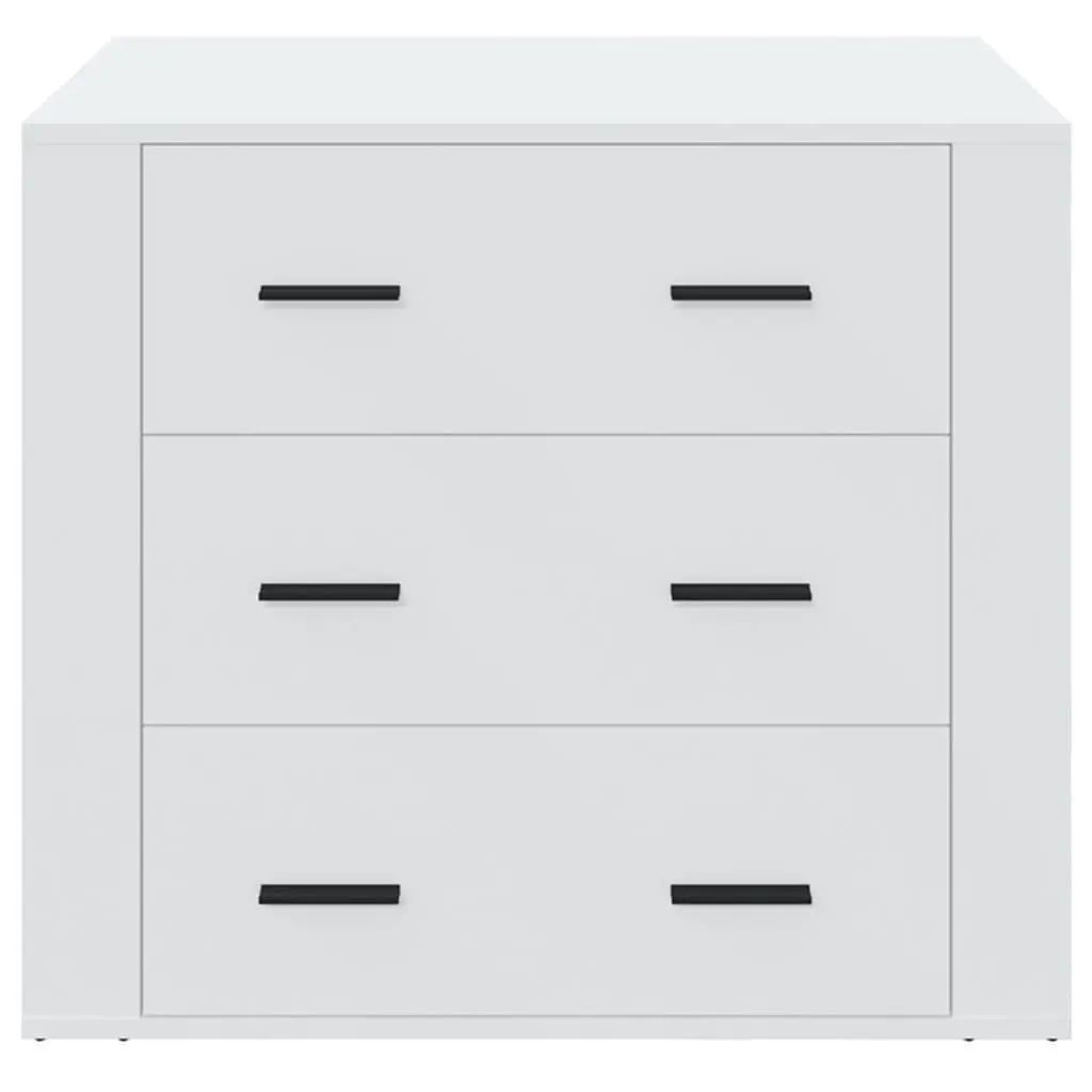 White Sideboard Cabinet Engineered Wood 80x33x70cm Storage Buffet 3 Drawers