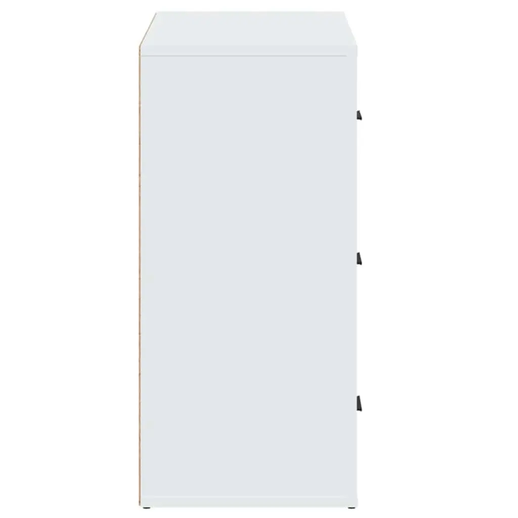 White Sideboard Cabinet Engineered Wood 80x33x70cm Storage Buffet 3 Drawers