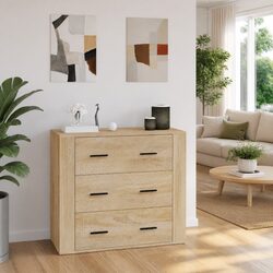 Beige Engineered Wood Sideboard Storage Cabinet