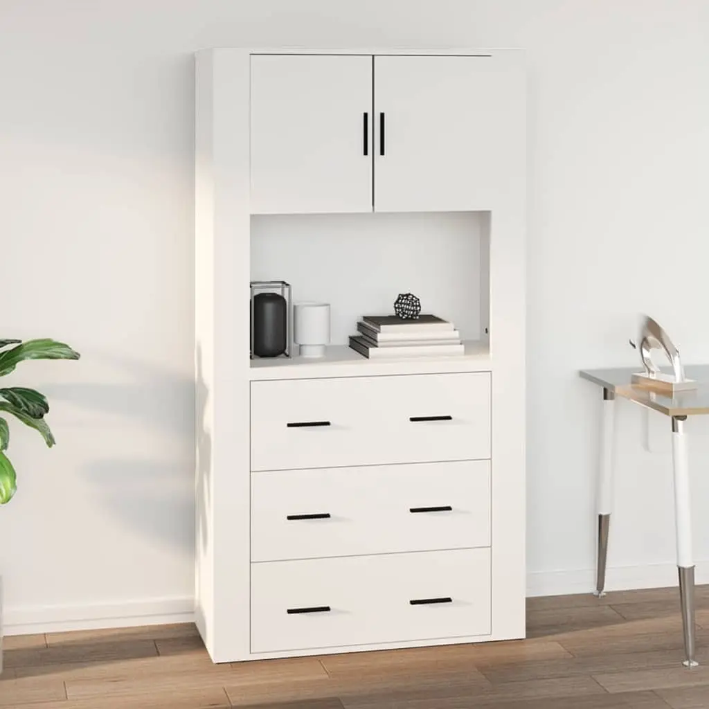 Wall Cabinet White 80x33x80 cm Engineered Wood Storage Organiser